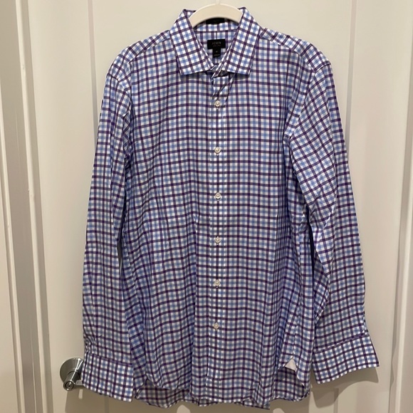J-Crew Ludlow 2 PLY Medium L/Sleeve Slim Cut Shirt Purple/Blue/White - Picture 2 of 8